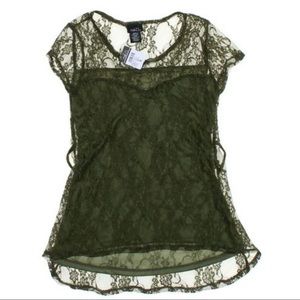 NWT Rue21 Green Lace Top, size JR S